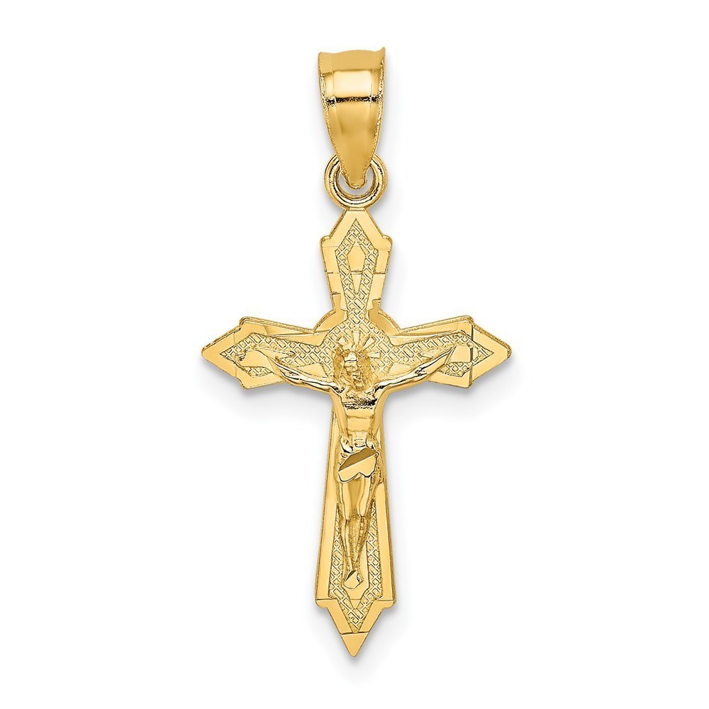 Million Charms 14K W/ Arrow Pointed Ends Crucifix Necklace Charm Pendant